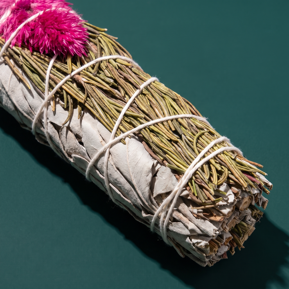 Rosemary, Pampas Plume & White Sage Smudge Stick — Clarity (4 in.) – botanical detail