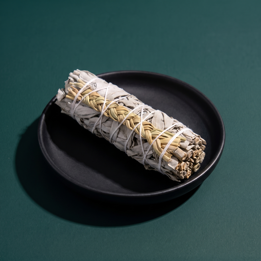 Sweetgrass & Organic White Sage Smudge Stick — Gentle Ritual (4 in.) – ritual context