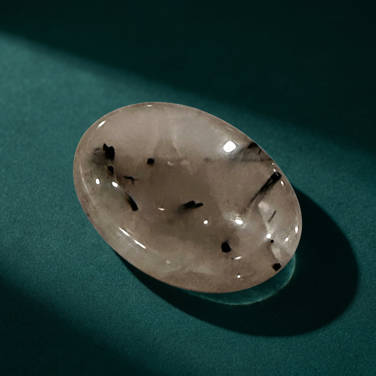 Tourmalinated Quartz Comfort Stone — Clarity & Protection Worry Stone – product view