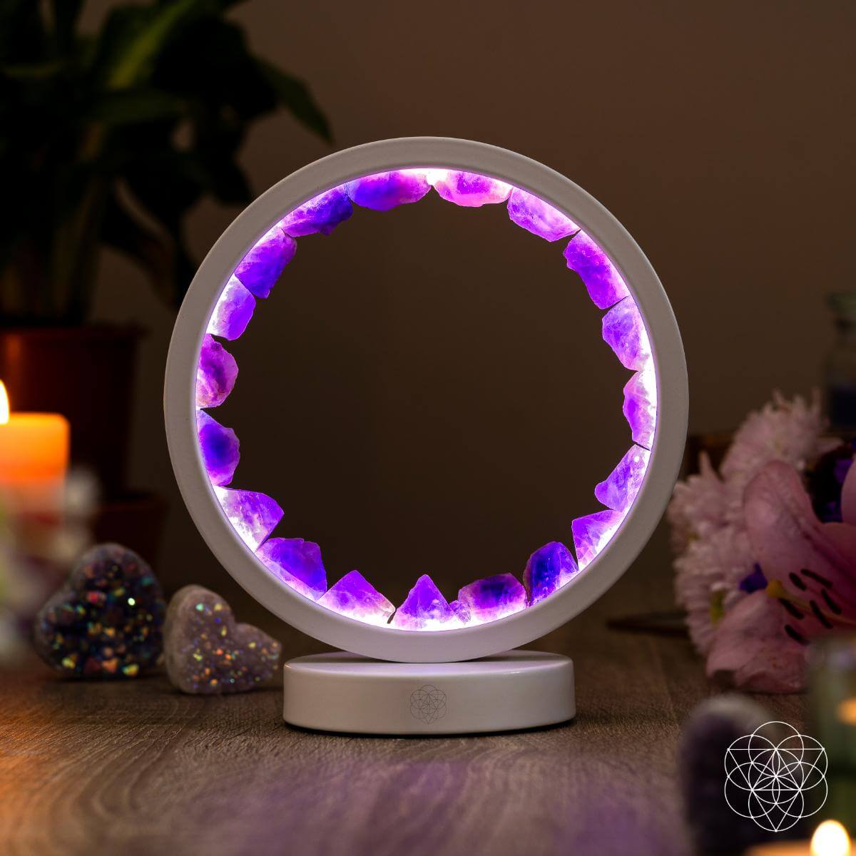 Stress Less, Sleep More — Amethyst Halo Lamp for Calm