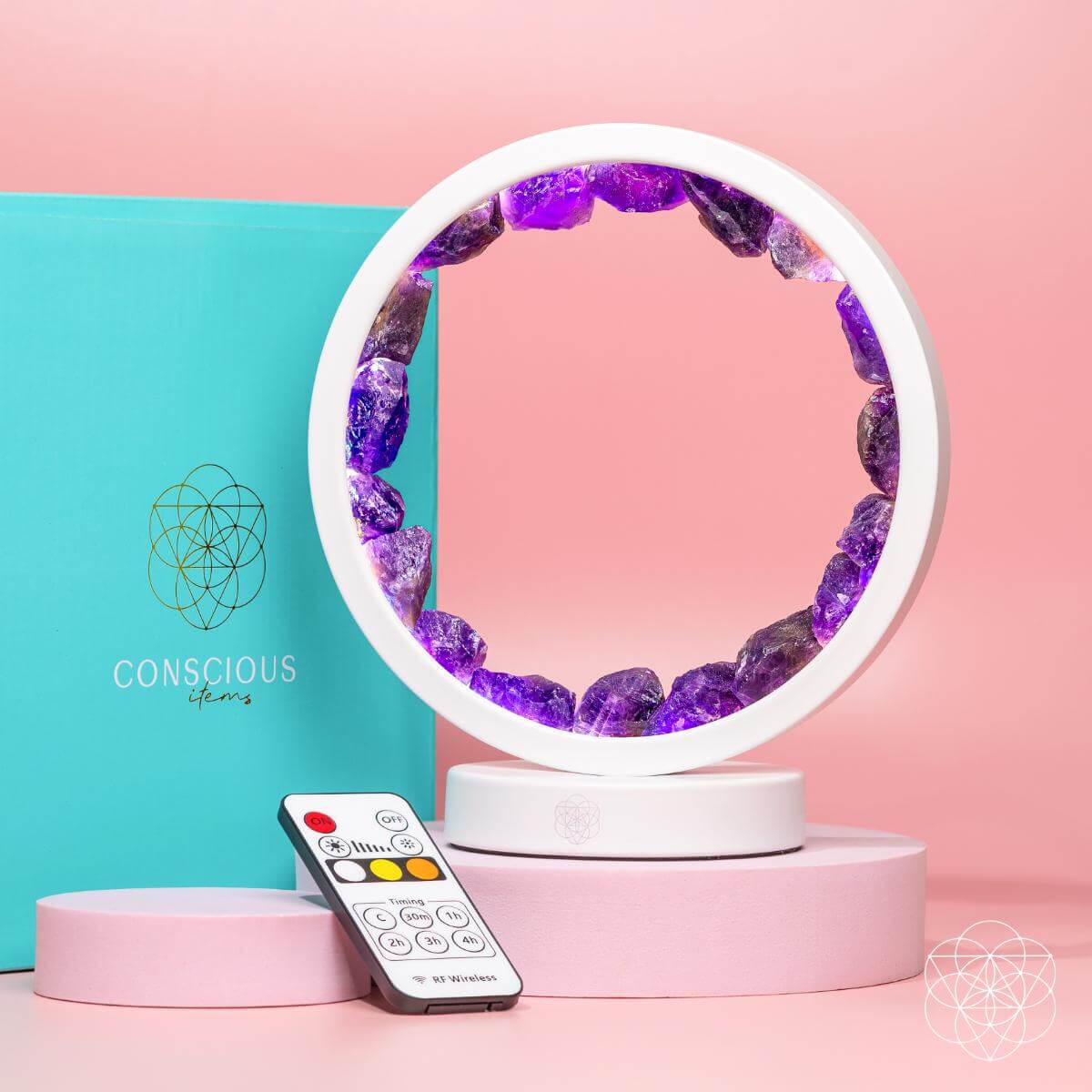 Stress Less, Sleep More — Amethyst Halo Lamp for Calm
