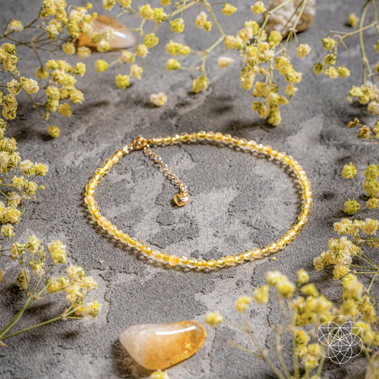 Golden citrine beaded anklet