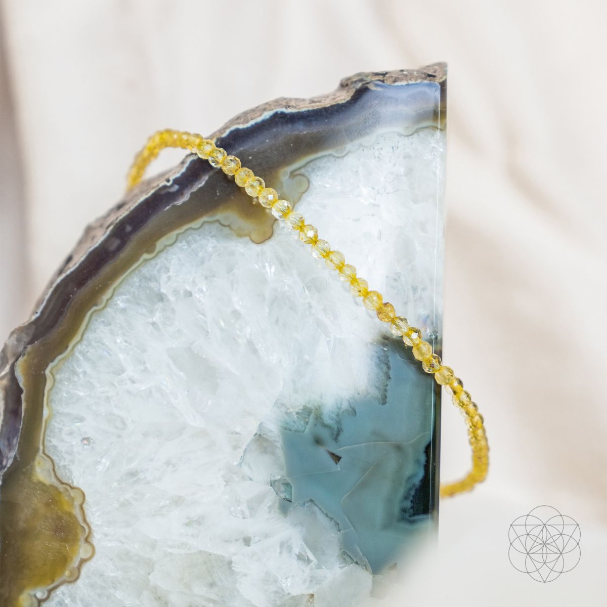 Golden citrine beaded anklet — detail view 6