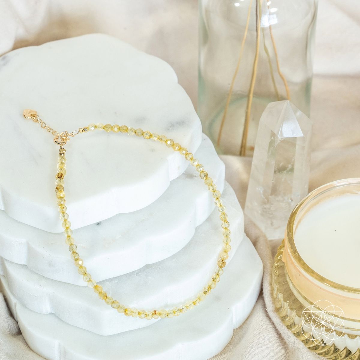Golden citrine beaded anklet — detail view 4