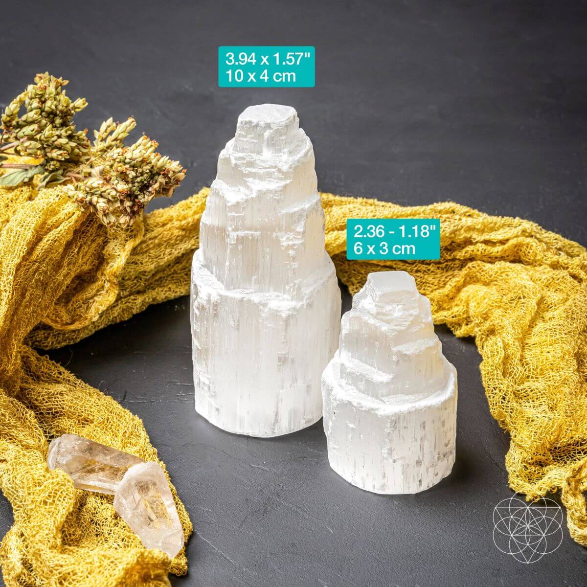 Tall natural selenite tower with a translucent white striated surface — view 6 of 6