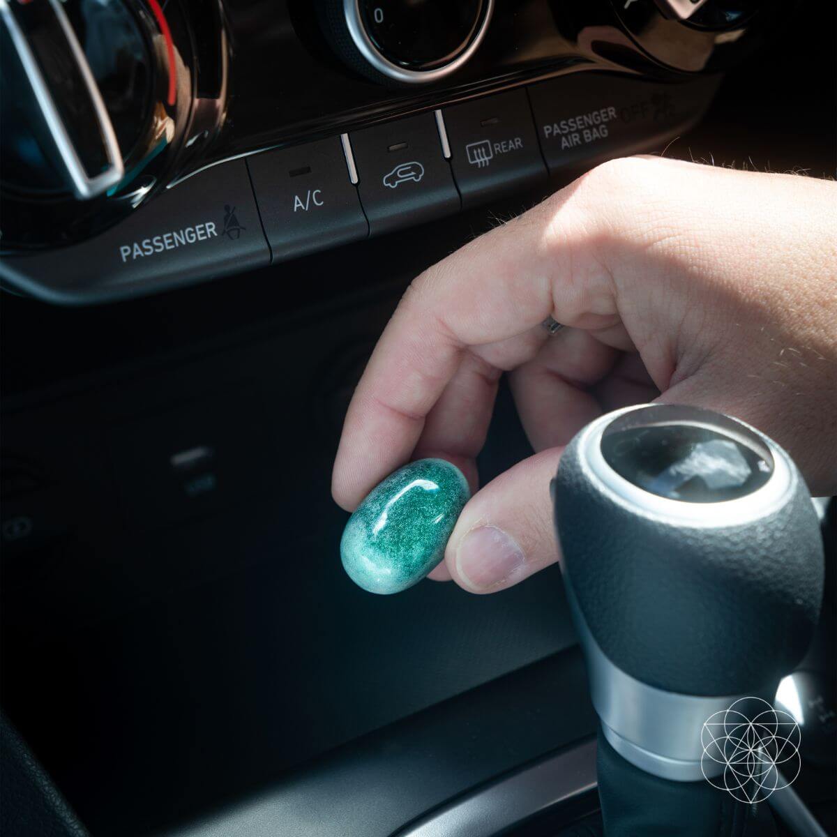 Car protection crystal kit with black tourmaline, selenite, clear quartz, carnelian and green aventurine tumbled stones — view 6 of 7
