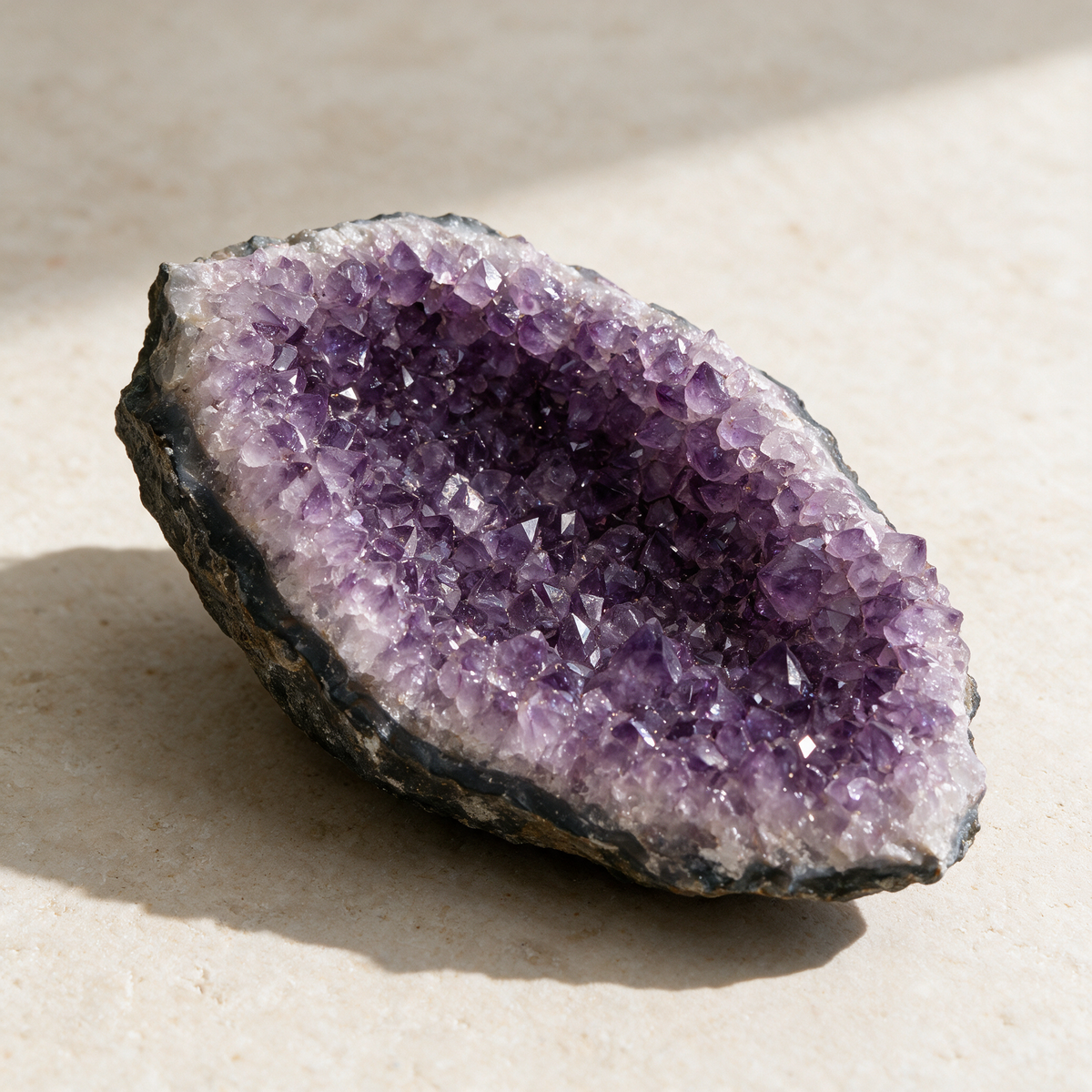 Brazilian Amethyst Druze — Medium Raw Geode Piece, 5–8 in – mineral detail