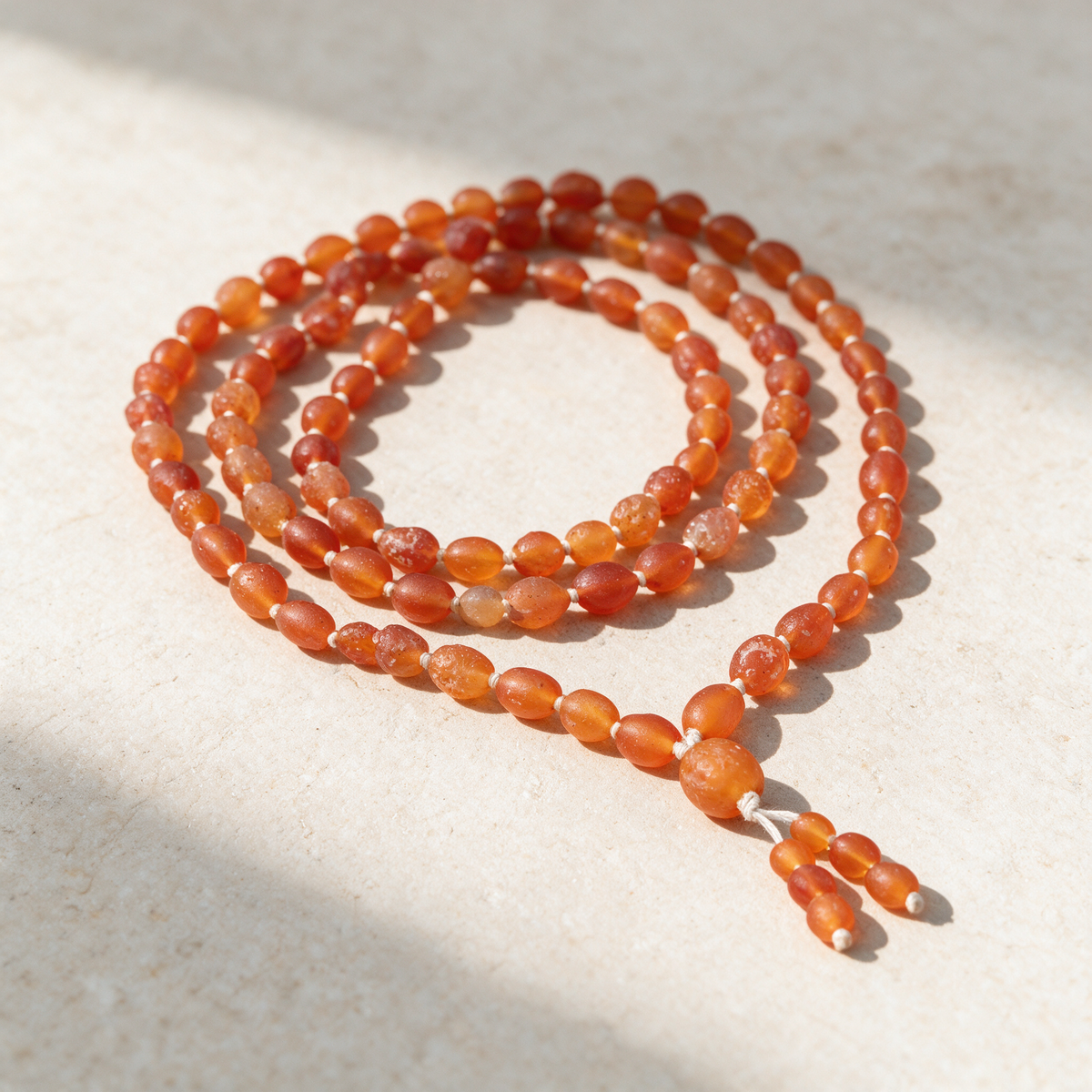 Carnelian & Gobi Agate Mala Necklace — 108 Beads for Daily Meditation – product view
