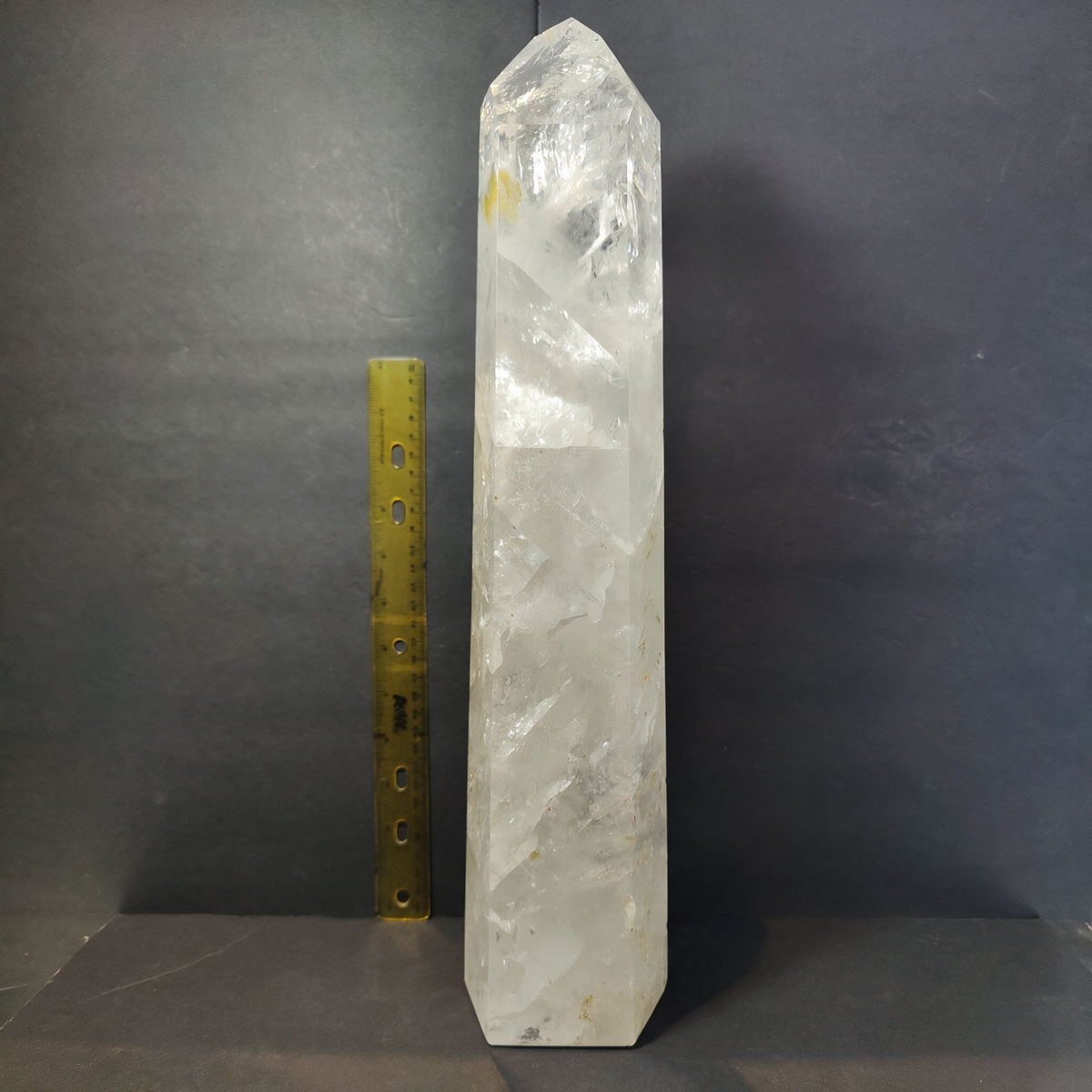Clear Quartz Obelisk — Polished 17.5 in Brazilian Tower, 5.35 kg – product view