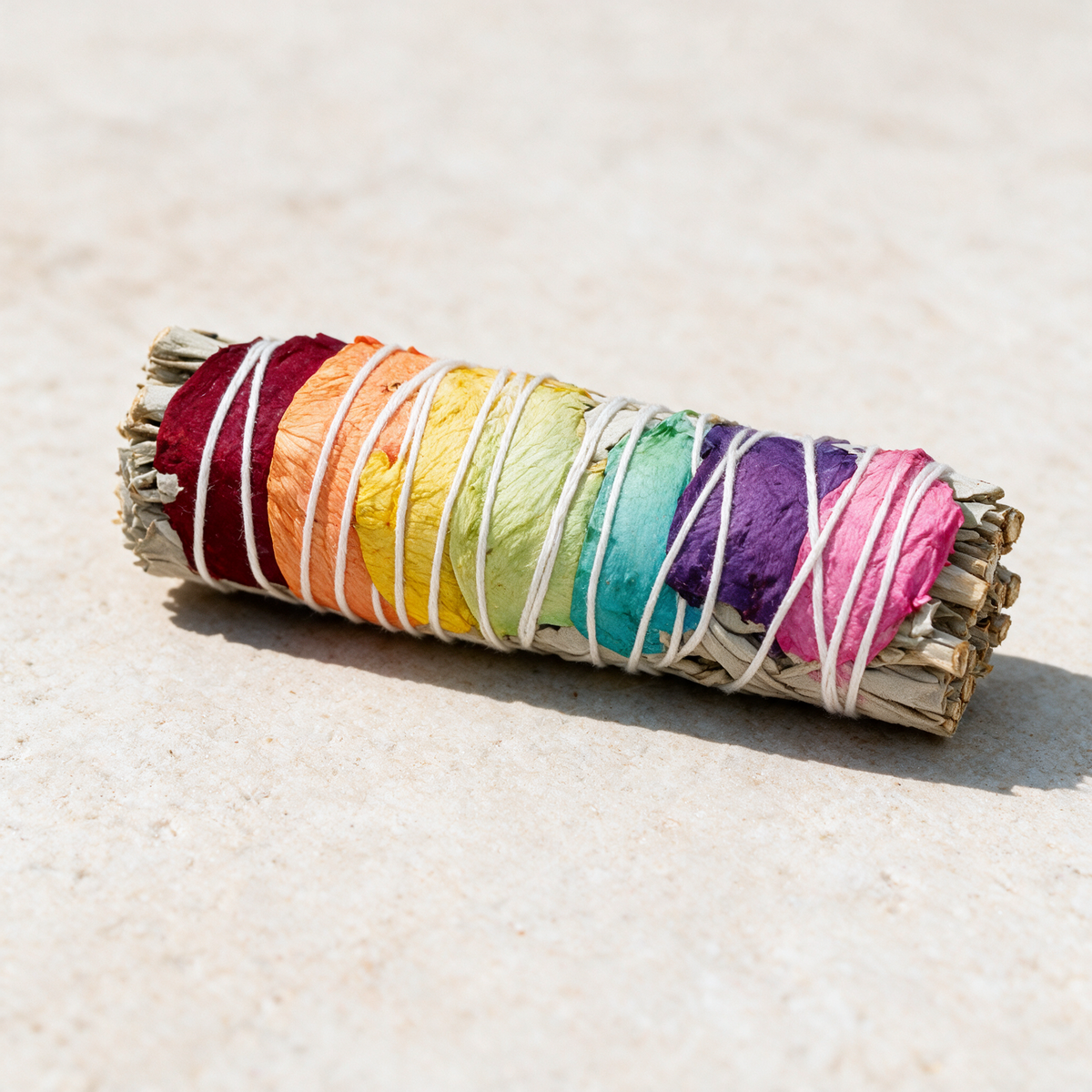 7 Chakra Rose & White Sage Smudge Stick (4 in.) — Love & Balance – product view