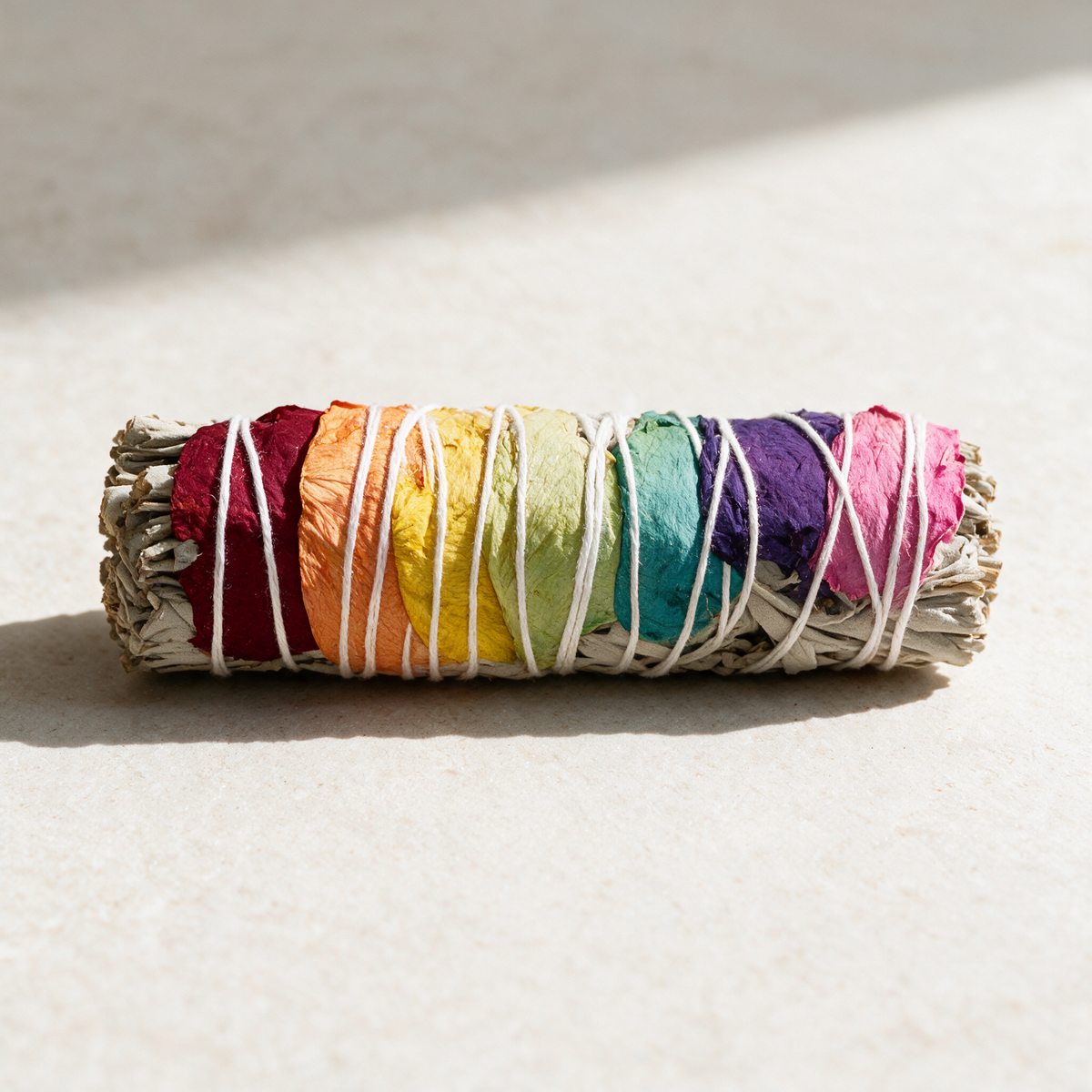 7 Chakra Rose & White Sage Smudge Stick (4 in.) — Love & Balance – botanical detail