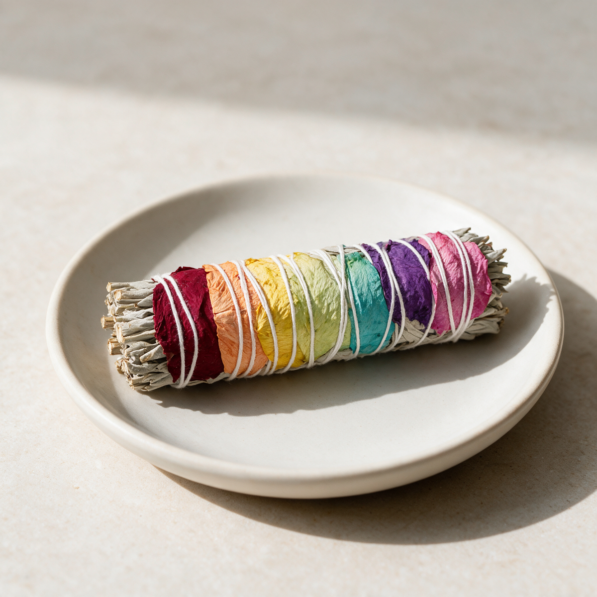 7 Chakra Rose & White Sage Smudge Stick (4 in.) — Love & Balance – ritual context