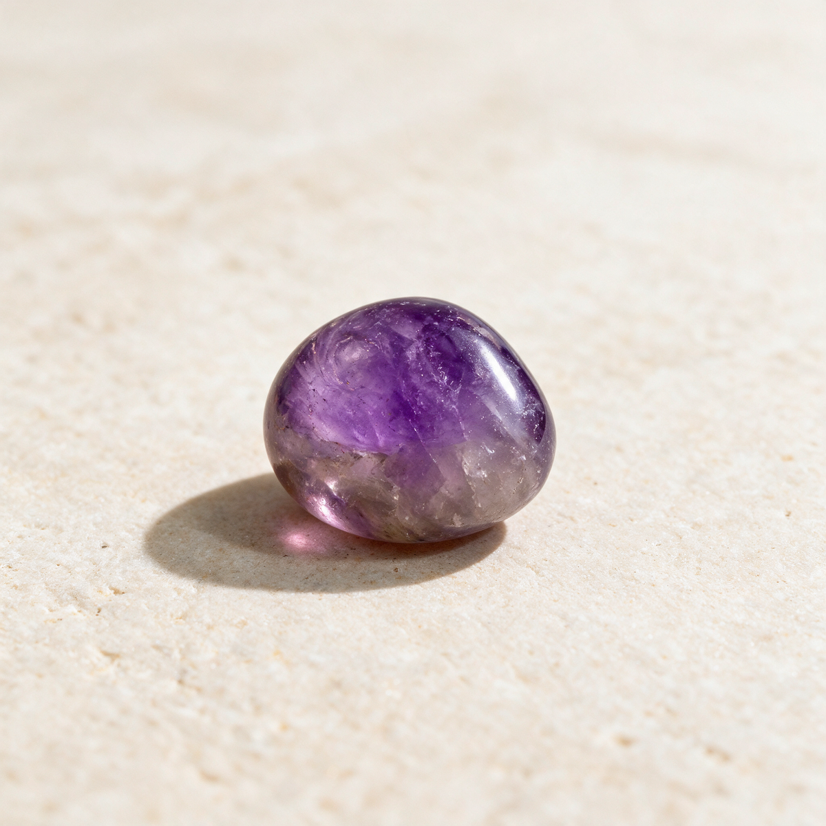 Amethyst Tumbled Pocket Stone — Calm Mind & Intuition Crystal – mineral detail