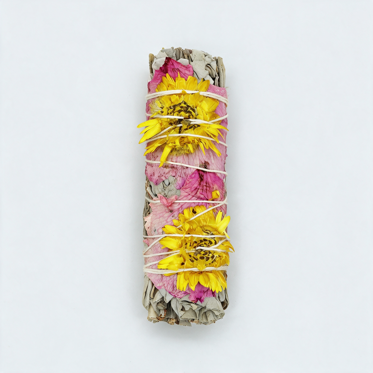 Amor Floral White Sage Smudge Stick — Rose, Sunflower & Love (4 in.) – product view