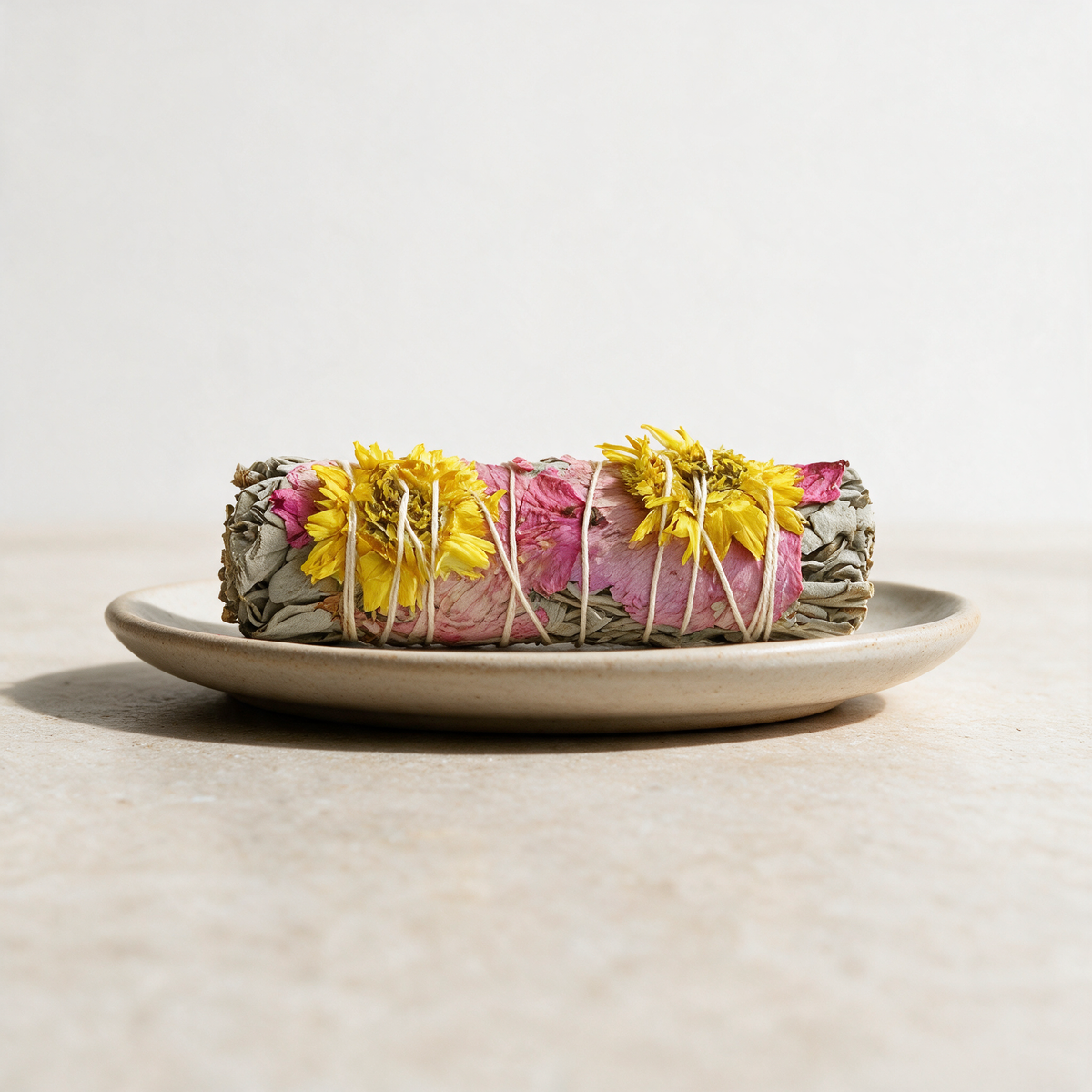 Amor Floral White Sage Smudge Stick — Rose, Sunflower & Love (4 in.) – ritual context