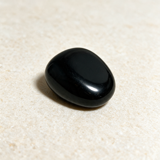 Black Obsidian Tumbled Pocket Stone — Truth, Protection & Shadow Work – mineral detail