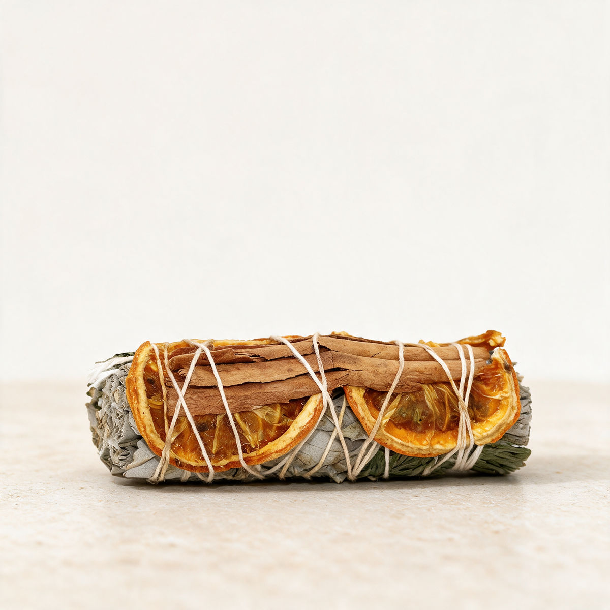Cinnamon, Orange & White Sage Smudge Stick — Abundance Cleansing Bundle (4 in.) – product view