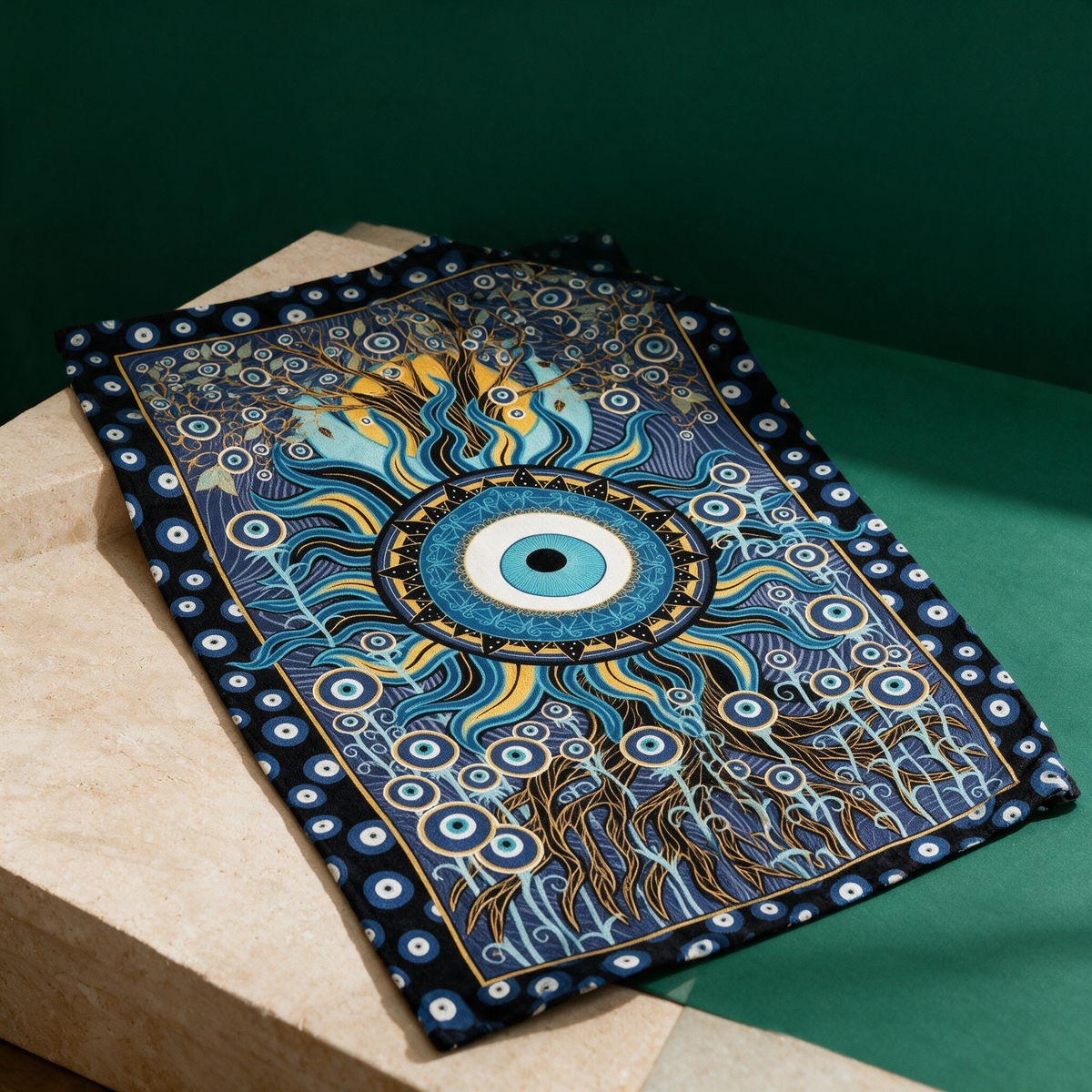 Evil Eye Tapestry — Protective Wall Hanging for Home & Altar – textile detail