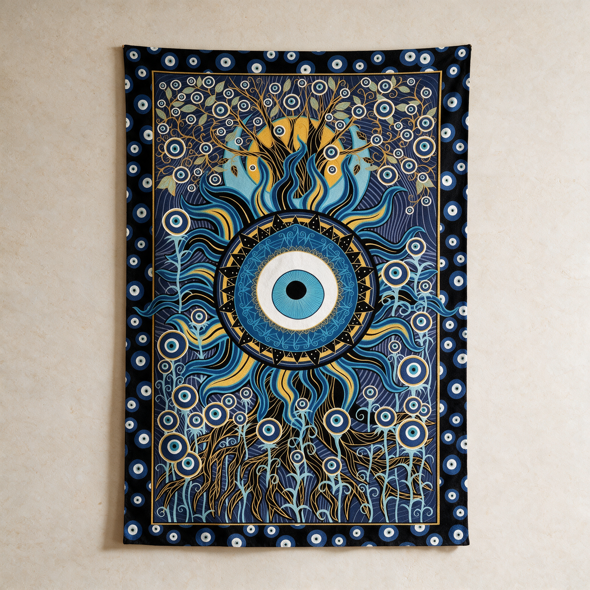 Evil Eye Tapestry — Protective Wall Hanging for Home & Altar – room scale