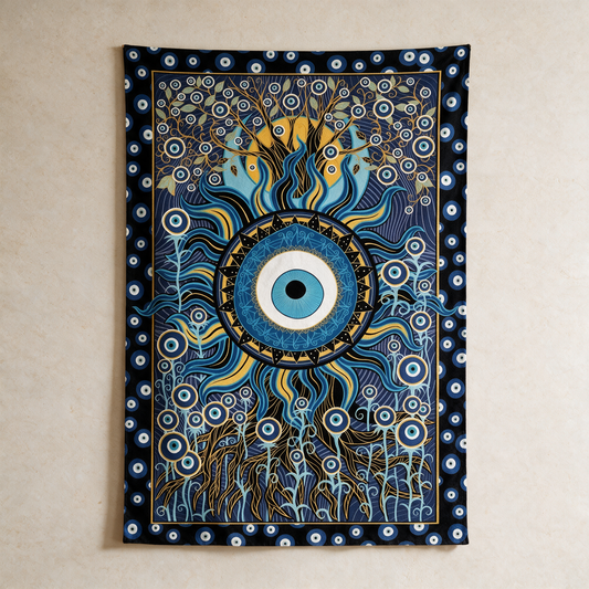 Evil Eye Tapestry — Protective Wall Hanging for Home & Altar – room scale