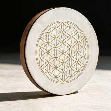 16" Flower of Life Hand Drum — Goatskin Frame Drum for Sound Baths