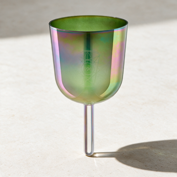 5.75" Solfeggio Crystal Singing Bowl, 396 Hz — Olive Green Quartz for Sound Healing
