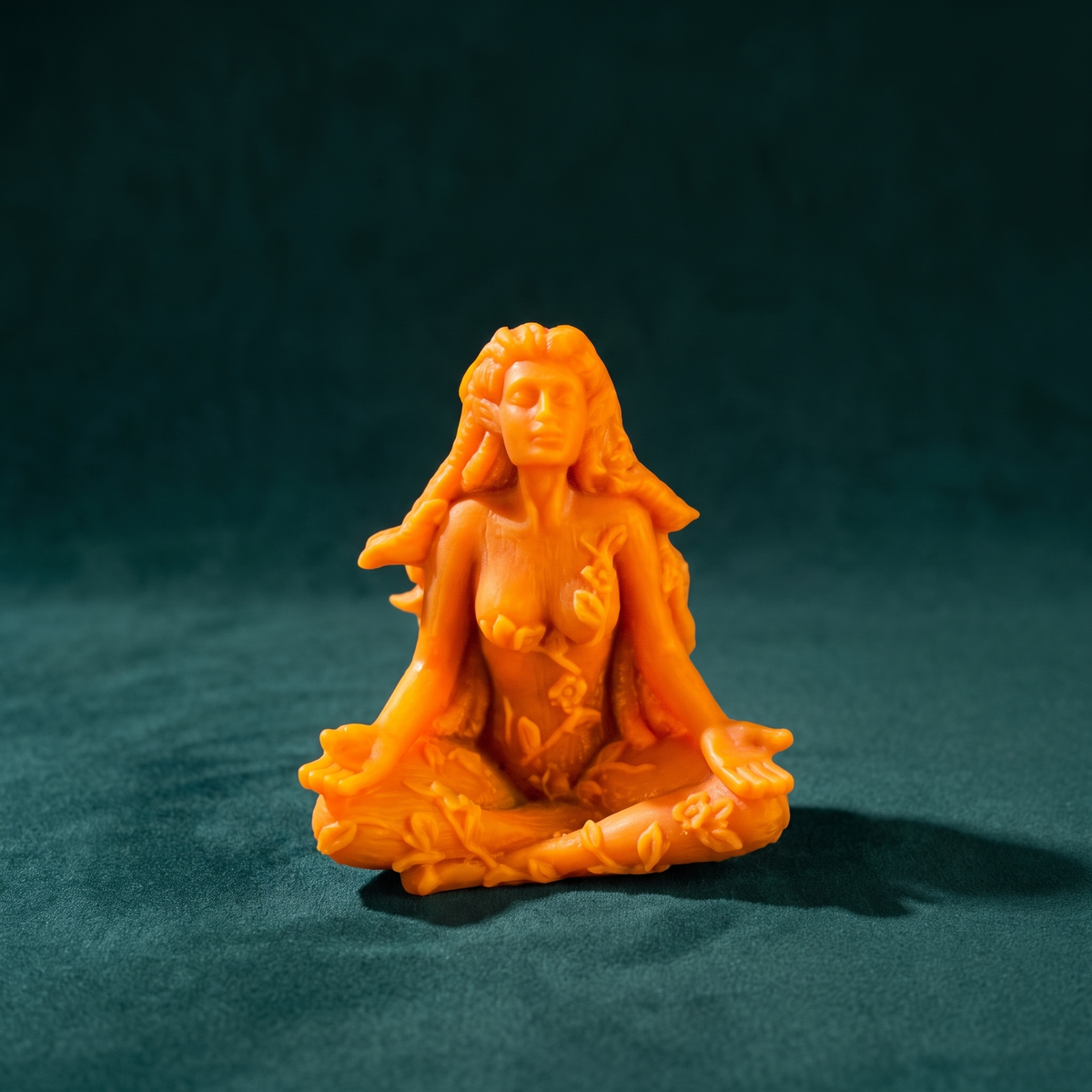 Beeswax Forest Fairy spell candle standing upright, showing the woodland fairy figure