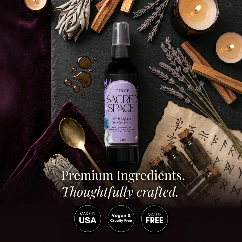 Sacred Space smudge spray in a 4 ounce bottle, alternate view